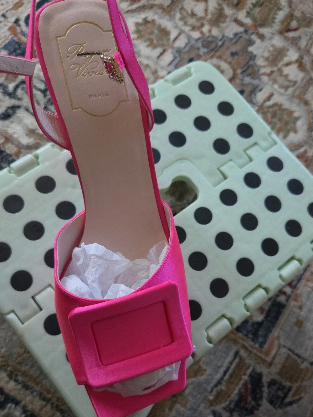 Pink Satin Platform Slingback Heels.